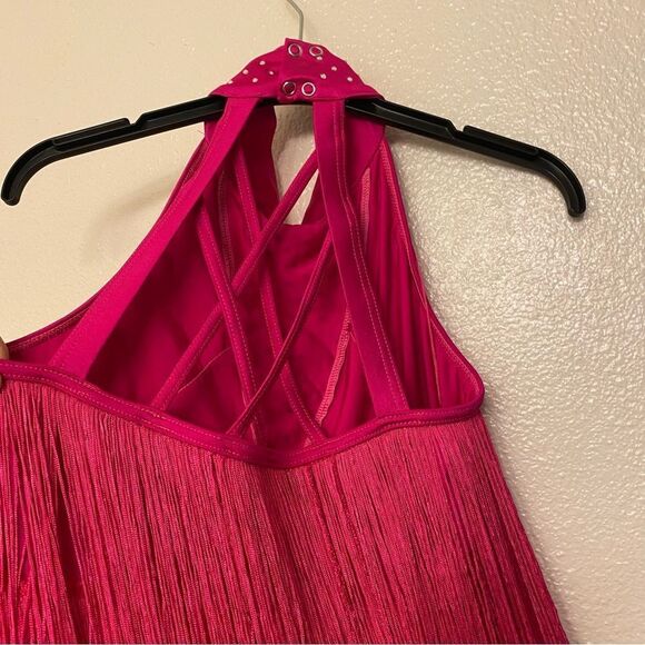 Weissman Dance costume hot pink sassy fringe dress Spice Up Your Life 14130 MA - Picture 4 of 12